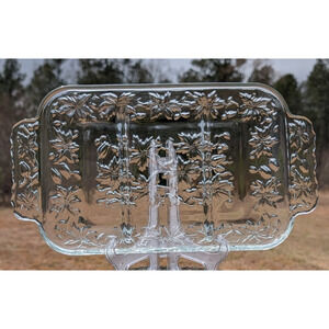 Princess House Fantasia Crystal Clear Glass 3 Part Relish Divided Serving Tray